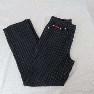 Chaps Denim Black Pinstripe High Rise Straight Leg Jeans Size 8 Y2K Dark Academi